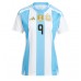 Camiseta Argentina Julian Alvarez #9 Primera Equipación Replica Copa America 2024 para mujer mangas cortas